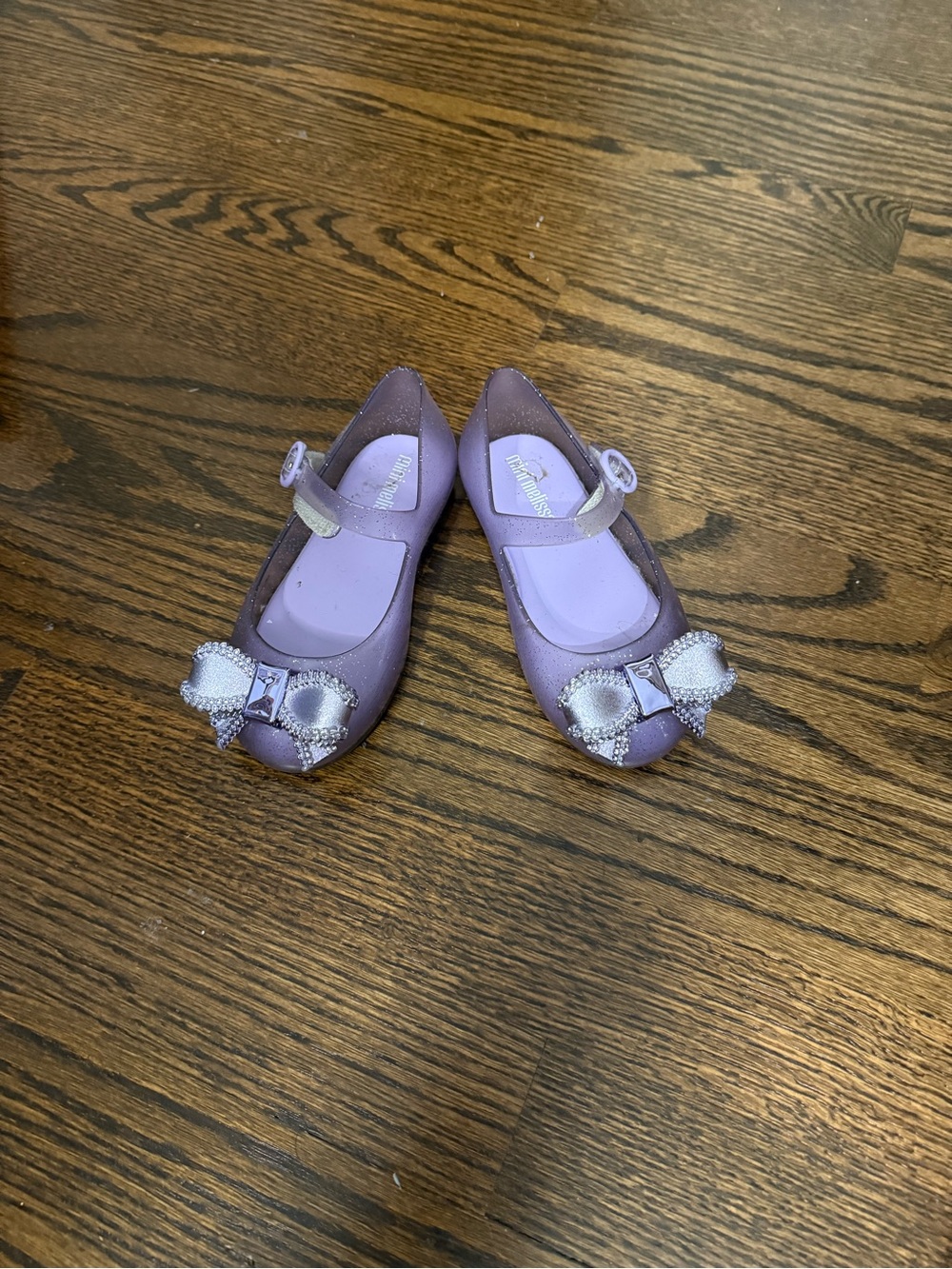 Mini Melissa Lavender Mary Jane Flats with Bow Accent